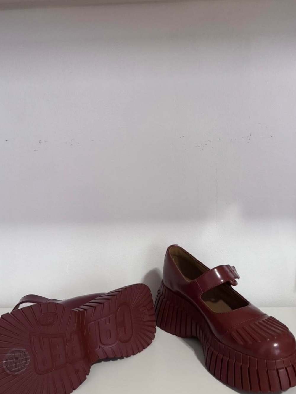 Camper Burgundy Mary Jane Platform Clogs